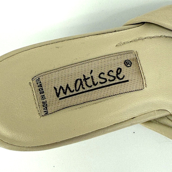 Matisse Leather Heeled Sandals Sz 7.5 Made in Brazil Y2K Retro Cone Kitten Heel - Picture 7 of 10